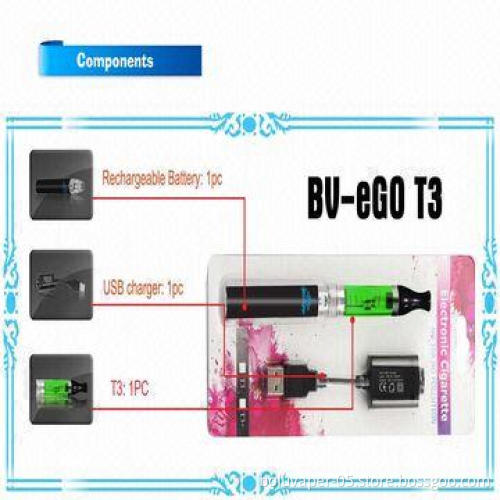 eGo T3 E-cigarettes with Giant Clearomizer and VV Battery, 3.0-4.2V Output Voltage
